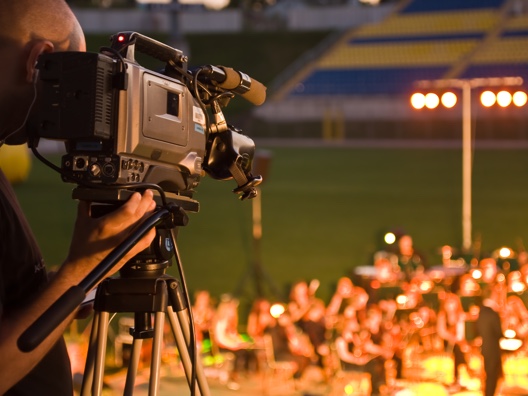 Broadcast camera at sporting event