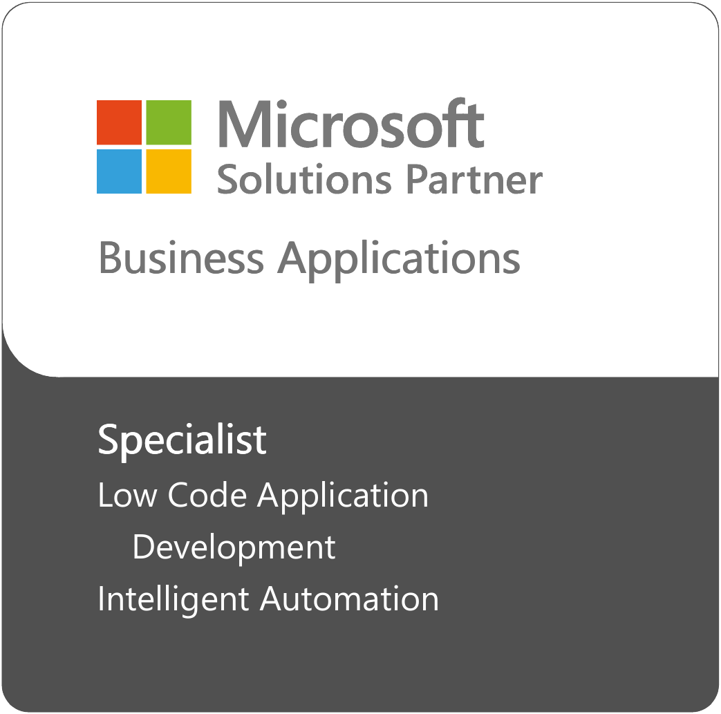 Microsoft Solutions Partner: Business Applications. Specialist: Low Code Application Development, Intelligent Automation
